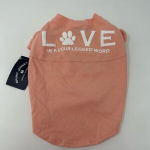 Spirit Jersey Dog Shirt Small Peach White Lettering LOVE IS A FOUR LEGGED WORD